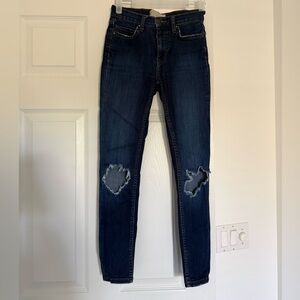 Free People Women's Distressed Blue Skinny Jeans